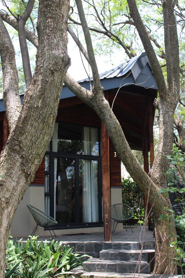 A glamping unit at Qurtuba among mature trees